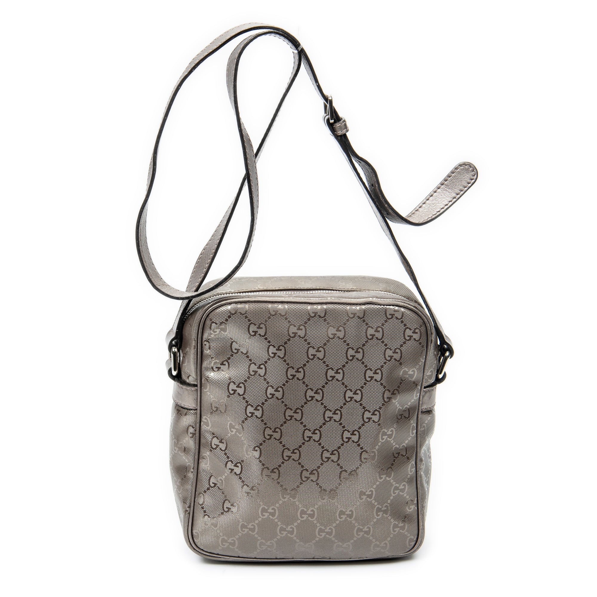 Shoulder Bag Zip Crossbody Metallic Rose Guccissima Imprint Coated Canvas