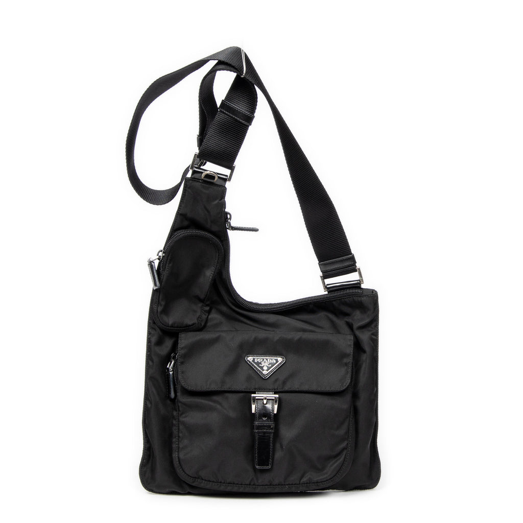 Shoulder Bag Saddle Crossbody Black Nylon Canvas