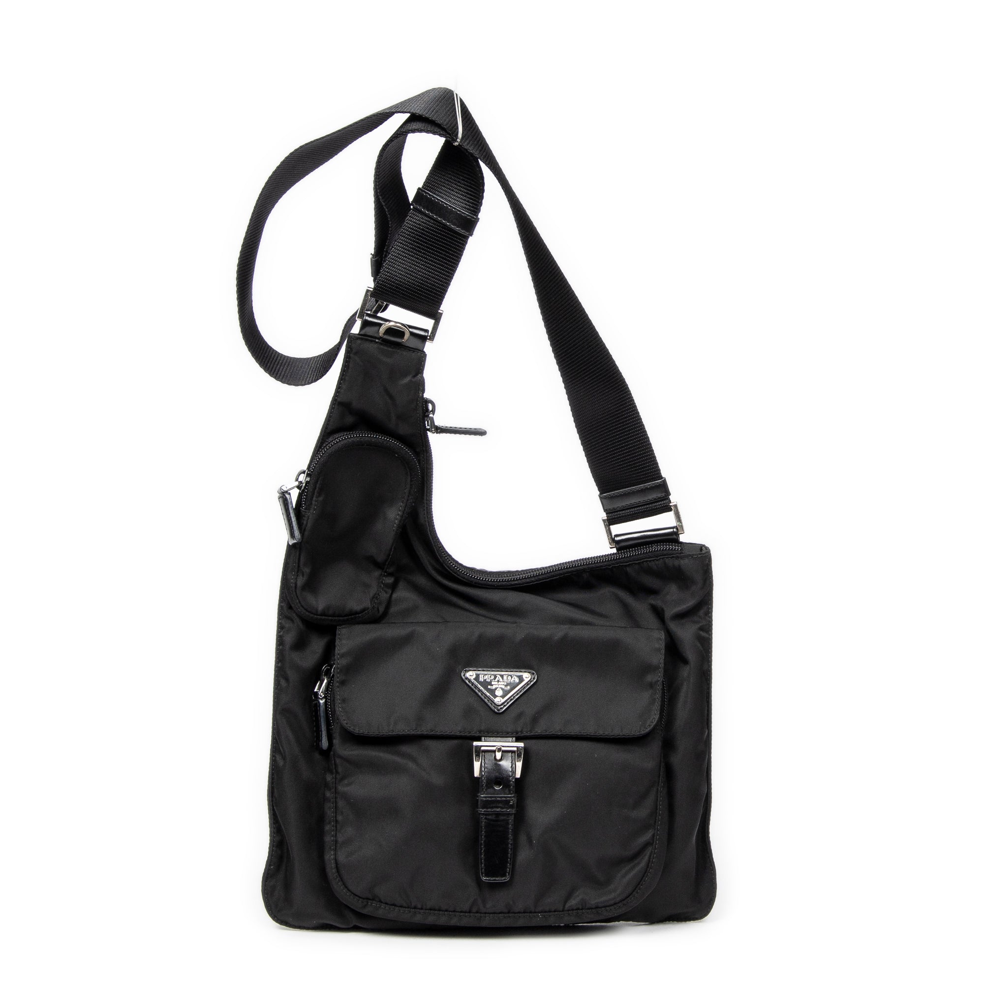 Shoulder Bag Saddle Crossbody Black Nylon Canvas