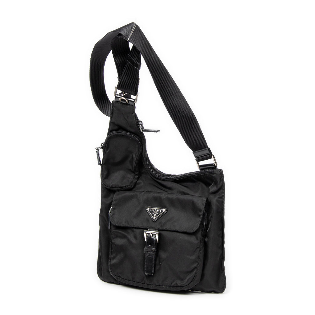 Shoulder Bag Saddle Crossbody Black Nylon Canvas