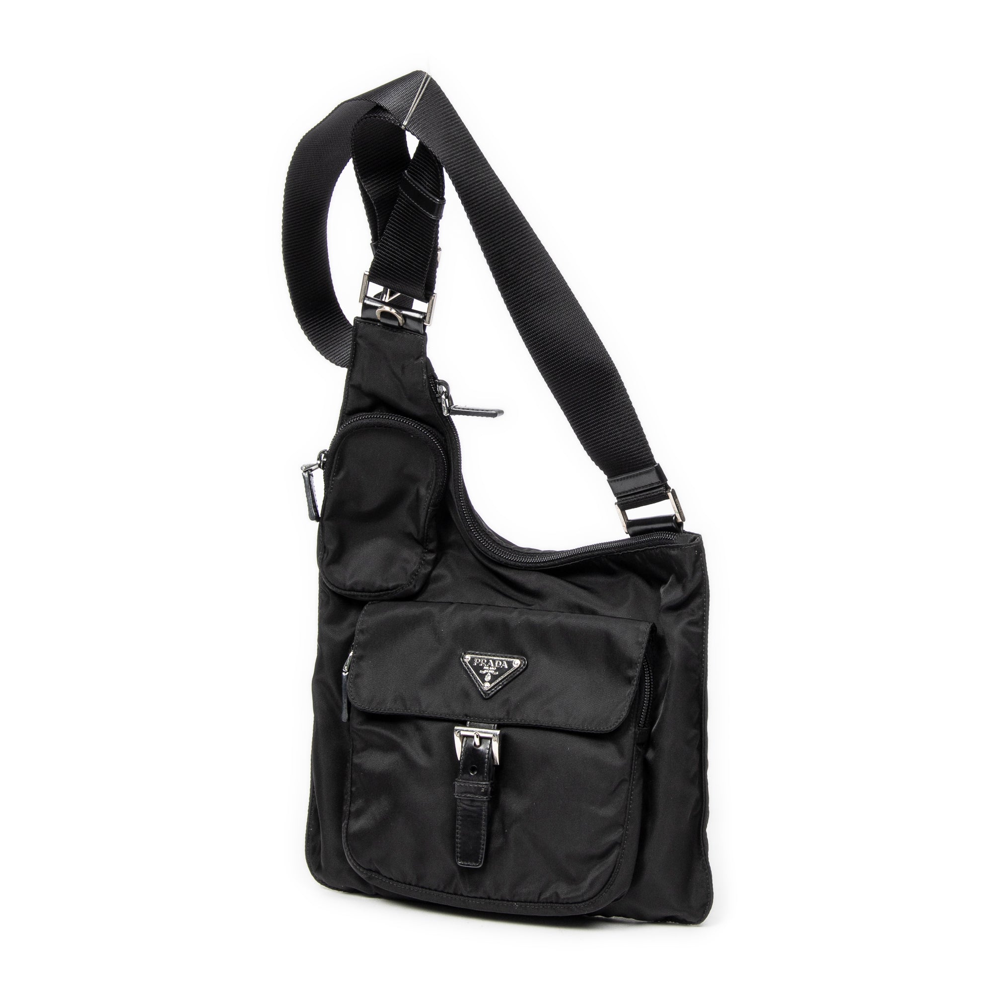 Shoulder Bag Saddle Crossbody Black Nylon Canvas