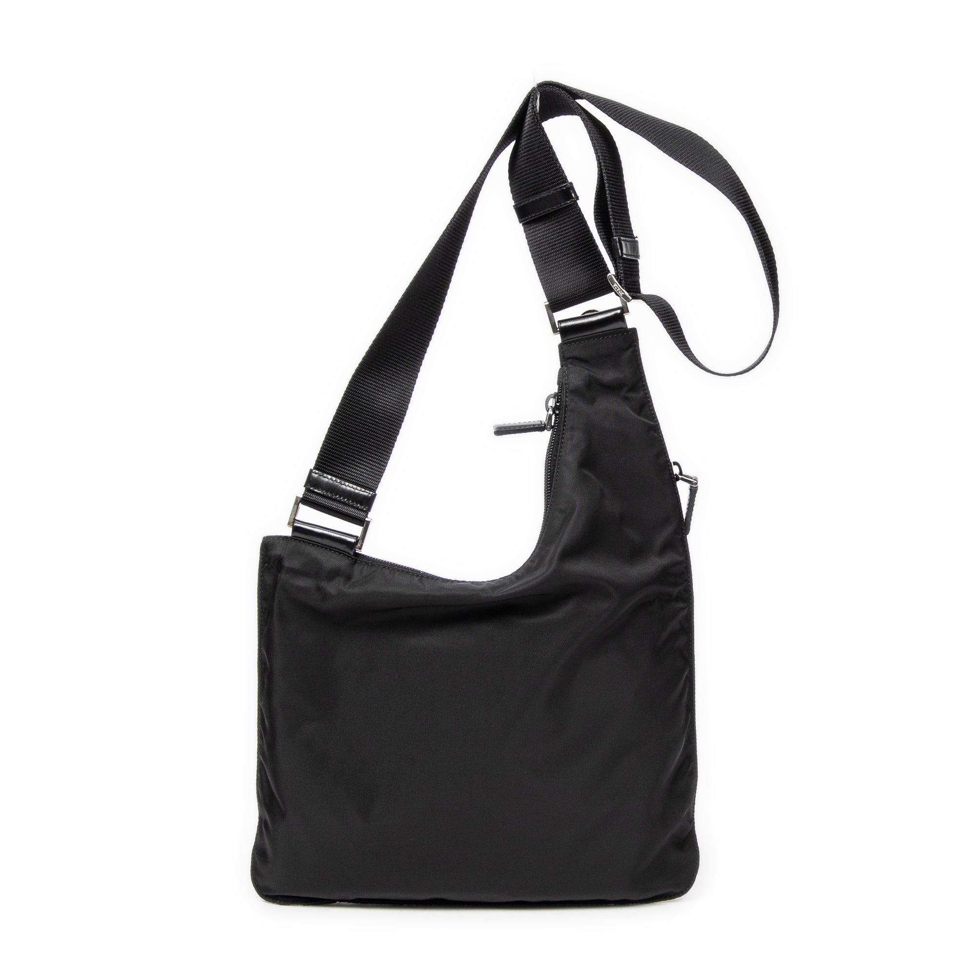 Shoulder Bag Saddle Crossbody Black Nylon Canvas