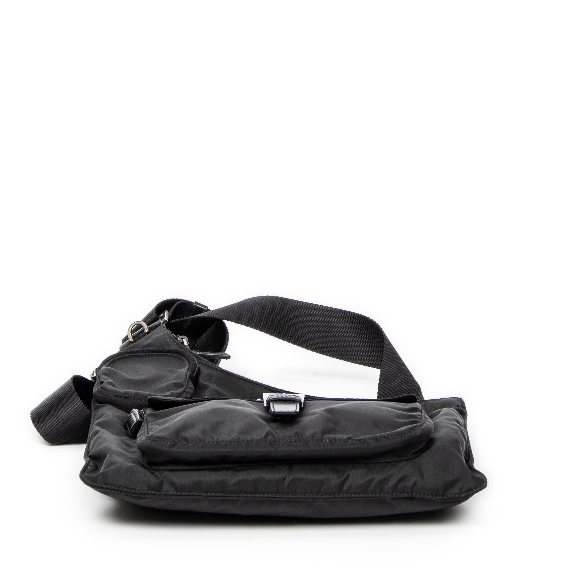 Shoulder Bag Saddle Crossbody Black Nylon Canvas