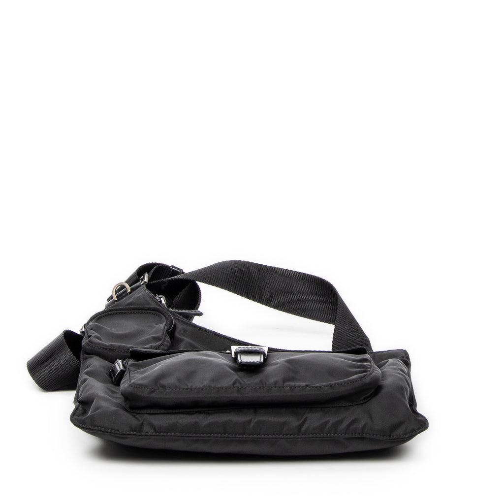 Shoulder Bag Saddle Crossbody Black Nylon Canvas