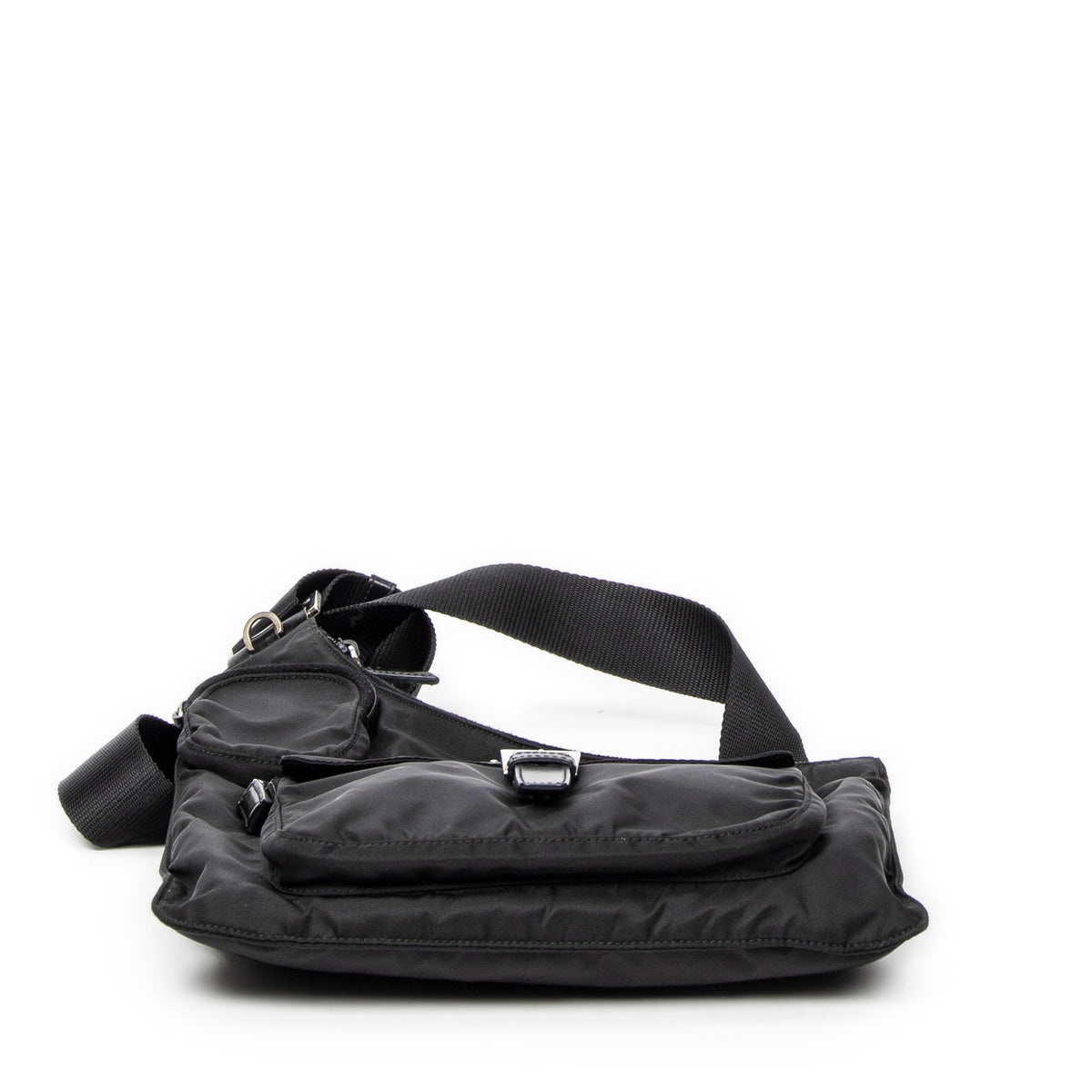 Shoulder Bag Saddle Crossbody Black Nylon Canvas