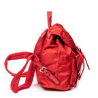 Mochila pequeña con cordón, de nailon y lona, color rojo