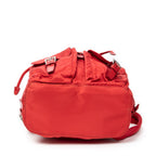Mochila pequeña con cordón, de nailon y lona, color rojo