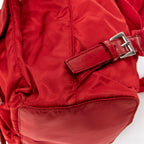 Mochila pequeña con cordón, de nailon y lona, color rojo
