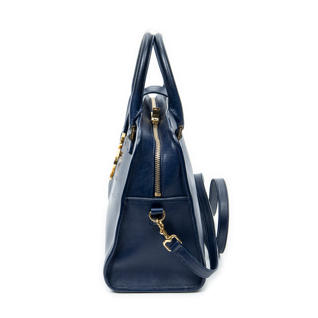 Shoulder Bag Small Monogram Cabas Blue Smooth Calfskin Leather