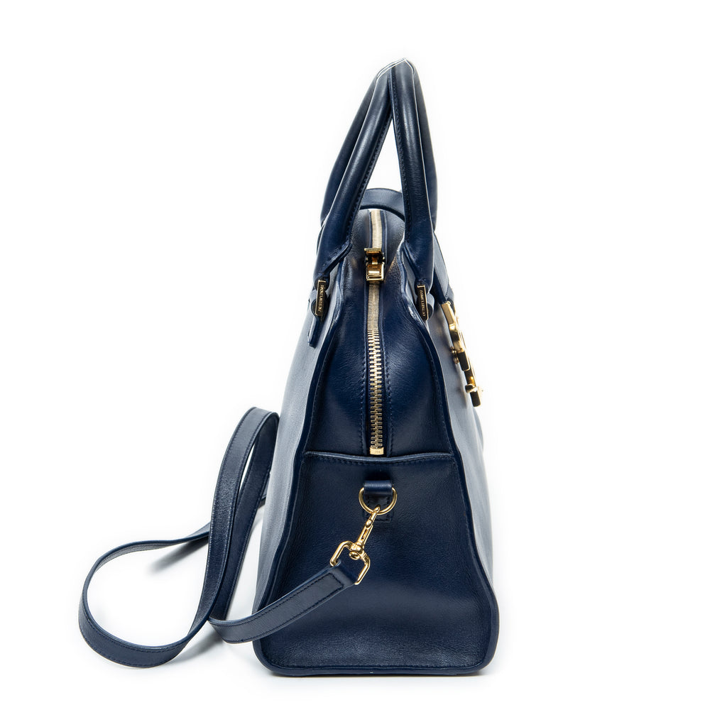 Shoulder Bag Small Monogram Cabas Blue Smooth Calfskin Leather