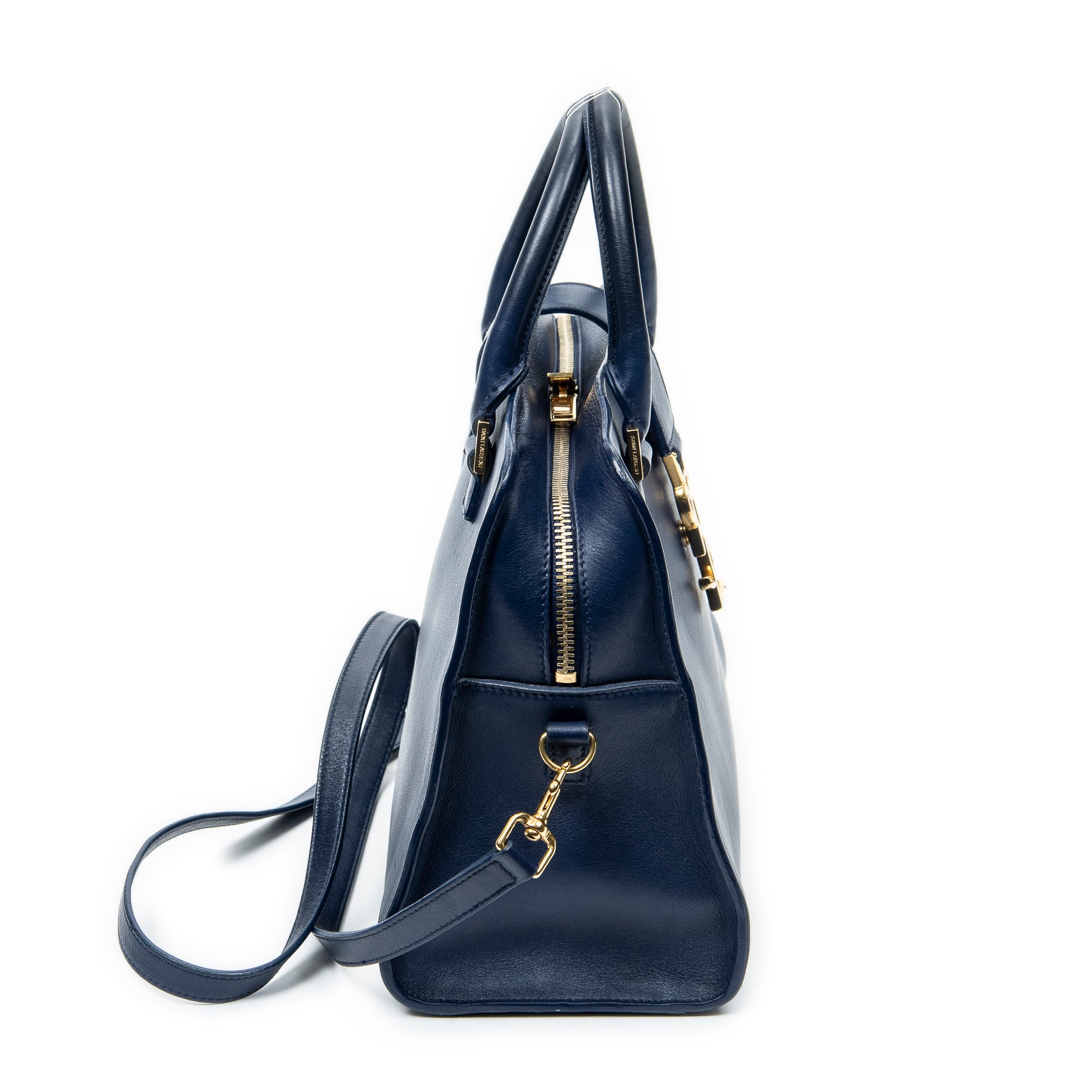 Shoulder Bag Small Monogram Cabas Blue Smooth Calfskin Leather