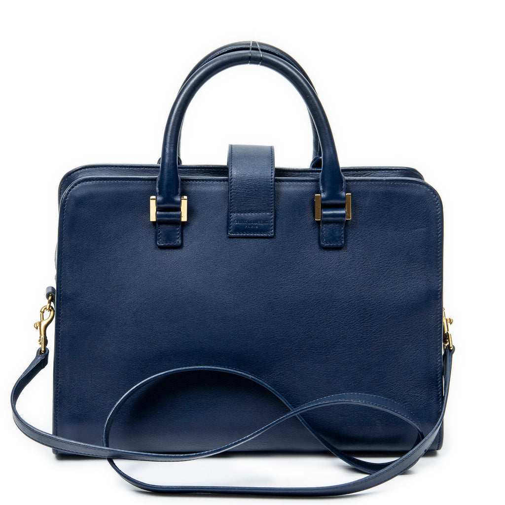 Shoulder Bag Small Monogram Cabas Blue Smooth Calfskin Leather