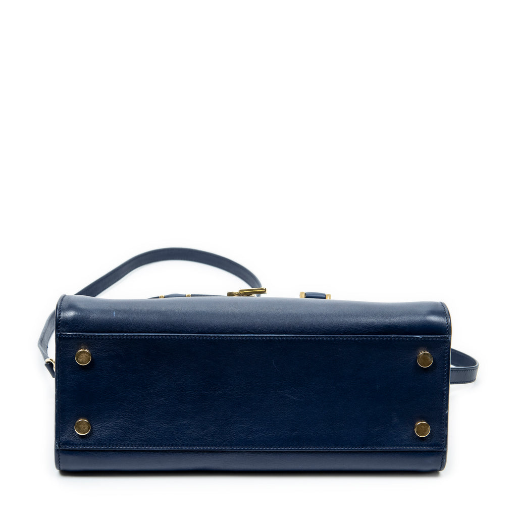Shoulder Bag Small Monogram Cabas Blue Smooth Calfskin Leather