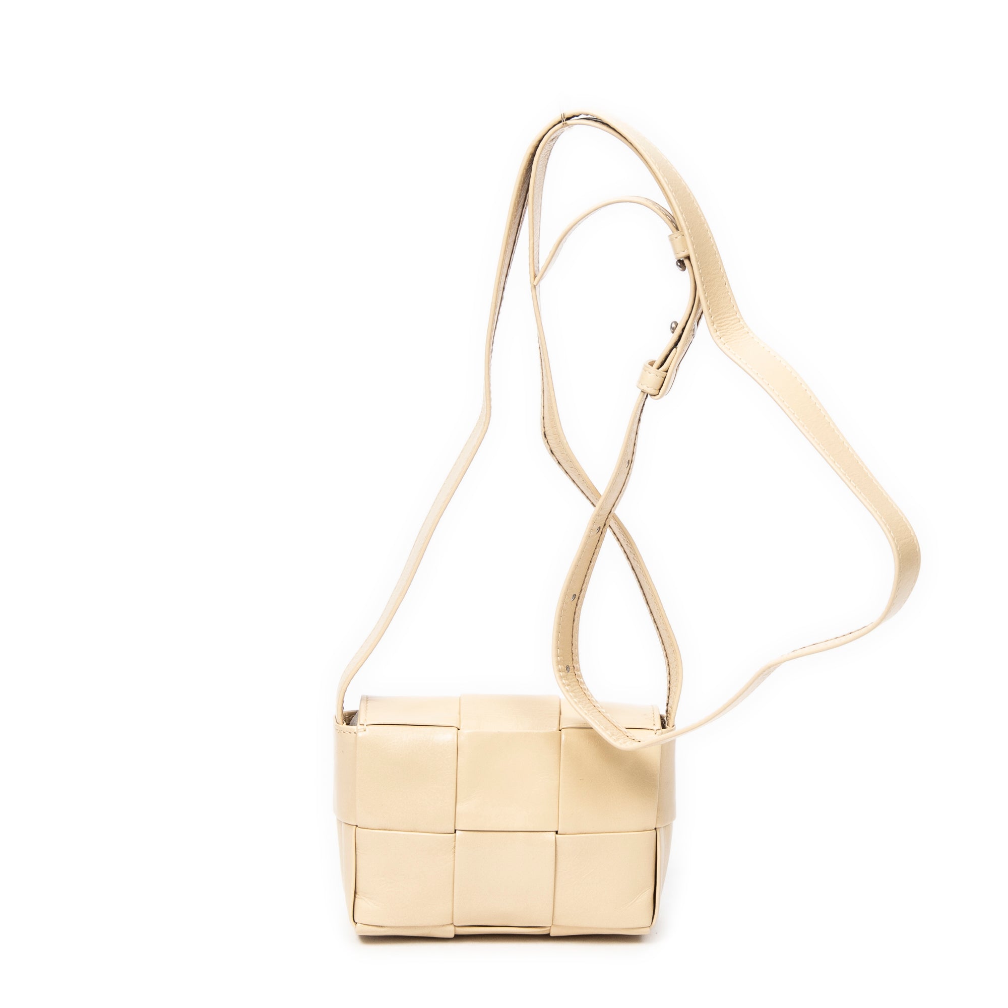 Shoulder Bag Mini Cassette Crossbody Beige Maxi Intrecciato Leather