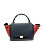 Shoulder Bag Small Tricolor Trapeze Black Grained Calfskin Leather