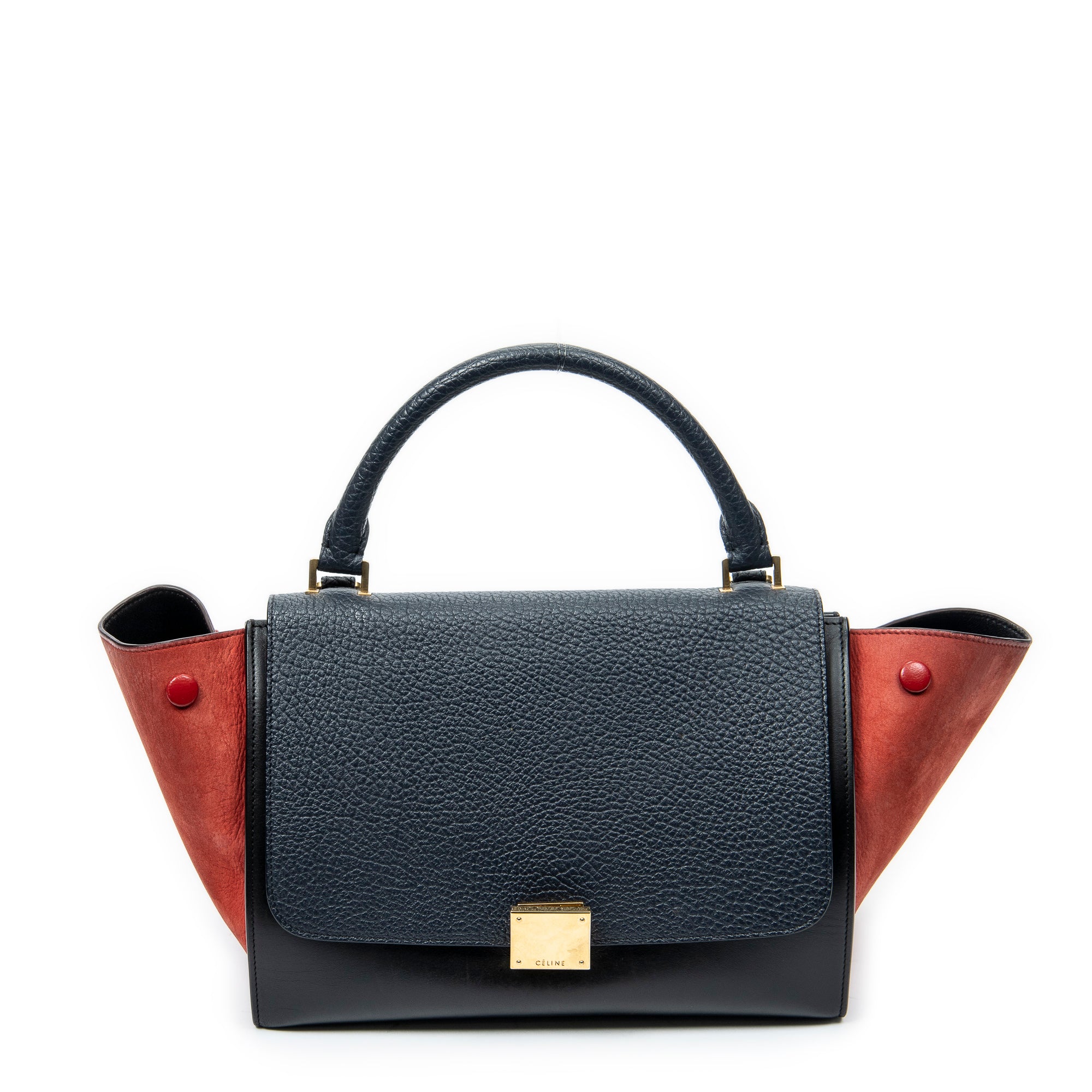 Shoulder Bag Small Tricolor Trapeze Black Grained Calfskin Leather
