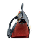 Shoulder Bag Small Tricolor Trapeze Black Grained Calfskin Leather