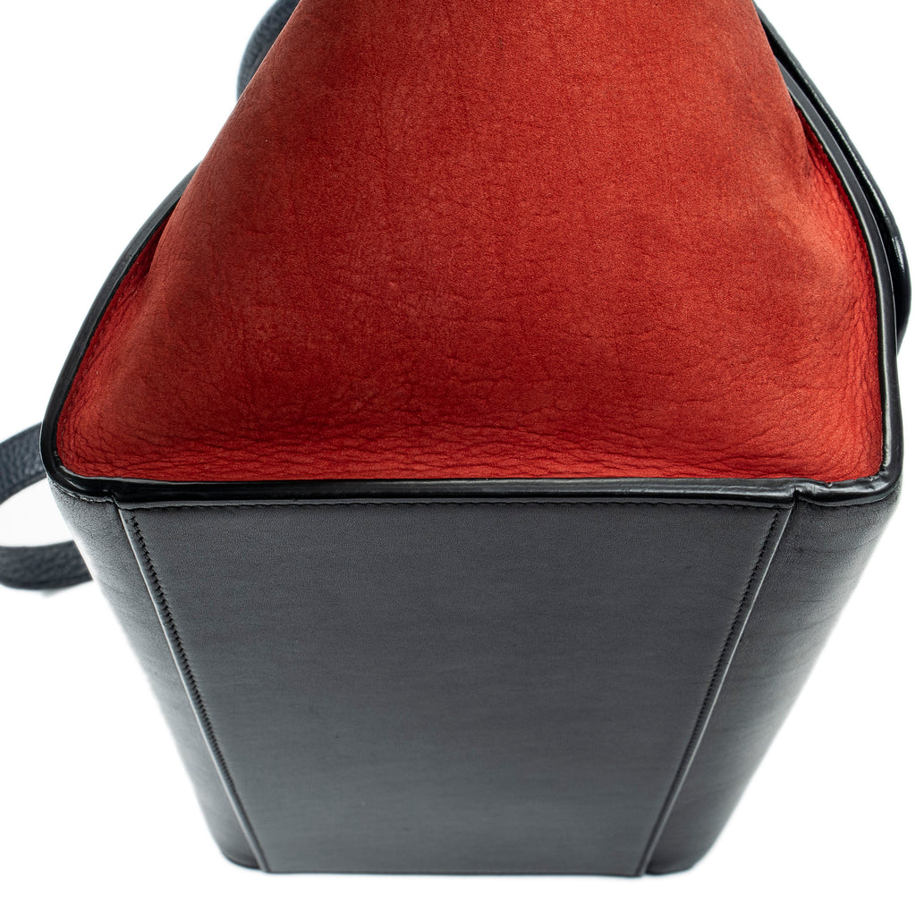Shoulder Bag Small Tricolor Trapeze Black Grained Calfskin Leather