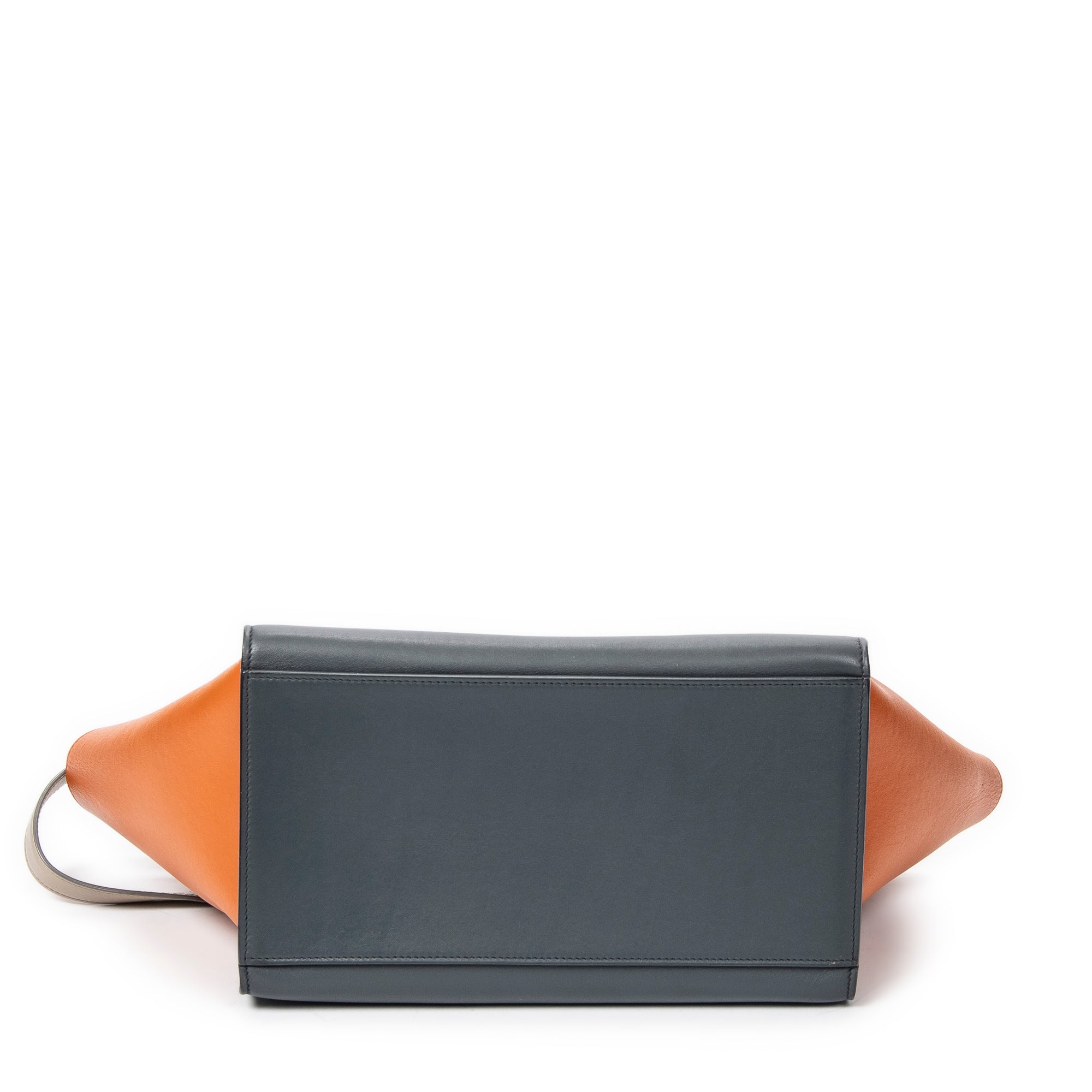 Bolso de Hombro Pequeño Trapecio Tricolor Piel de Becerro Gris