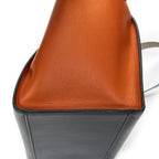 Bolso de Hombro Pequeño Trapecio Tricolor Piel de Becerro Gris
