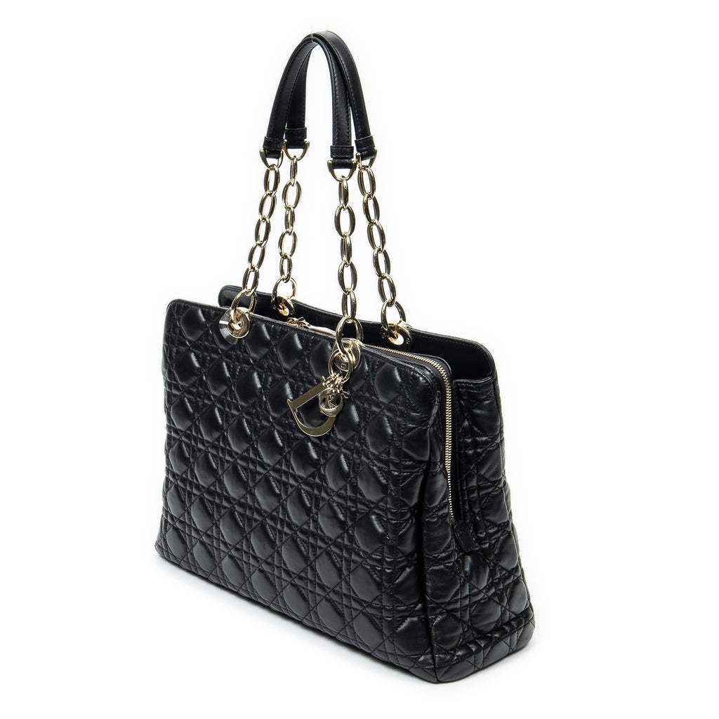 Bolso de Hombro Dior Soft Shopping Tote Piel de Cordero Acolchada Negra