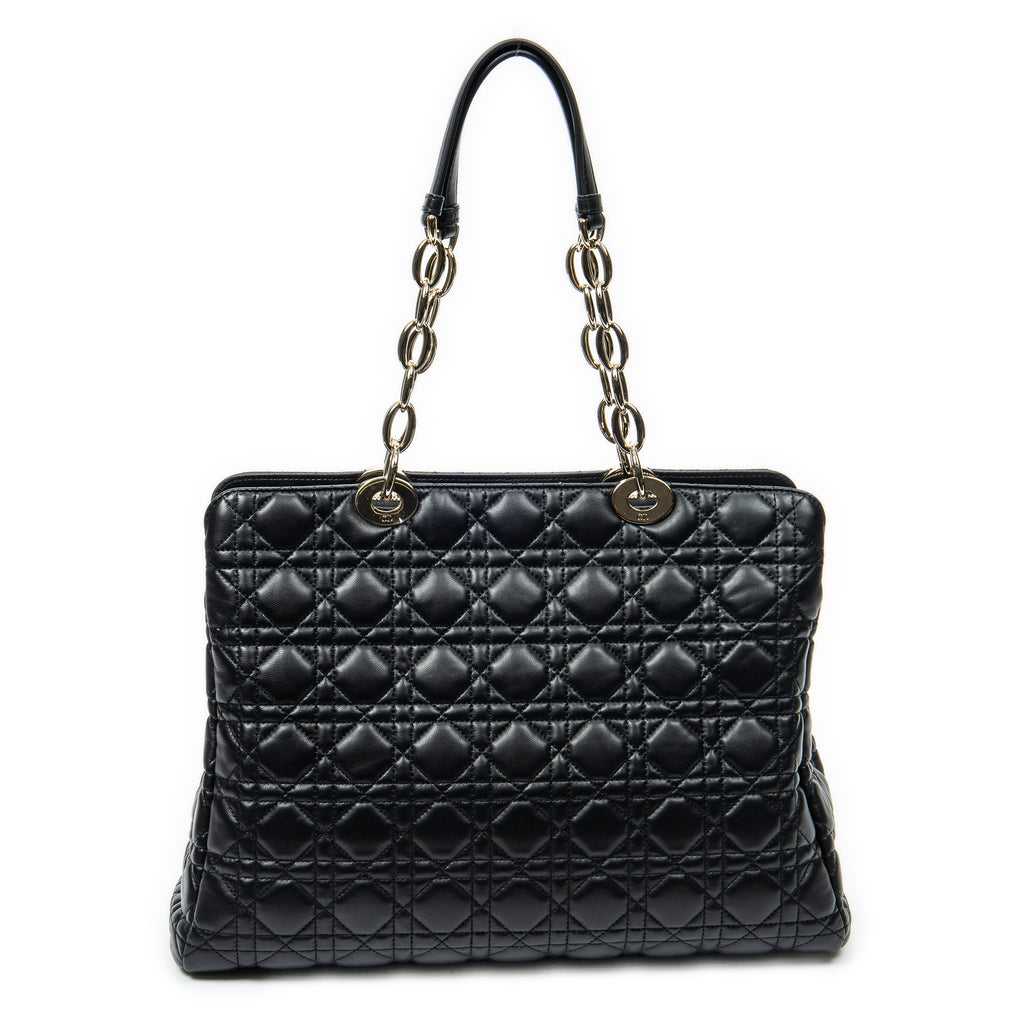 Bolso de Hombro Dior Soft Shopping Tote Piel de Cordero Acolchada Negra