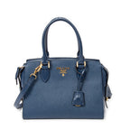 Bolso de Hombro Pequeño Asa Superior Bandolera Piel Saffiano Azul Marino