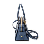 Bolso de Hombro Pequeño Asa Superior Bandolera Piel Saffiano Azul Marino