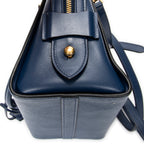 Bolso de Hombro Pequeño Asa Superior Bandolera Piel Saffiano Azul Marino