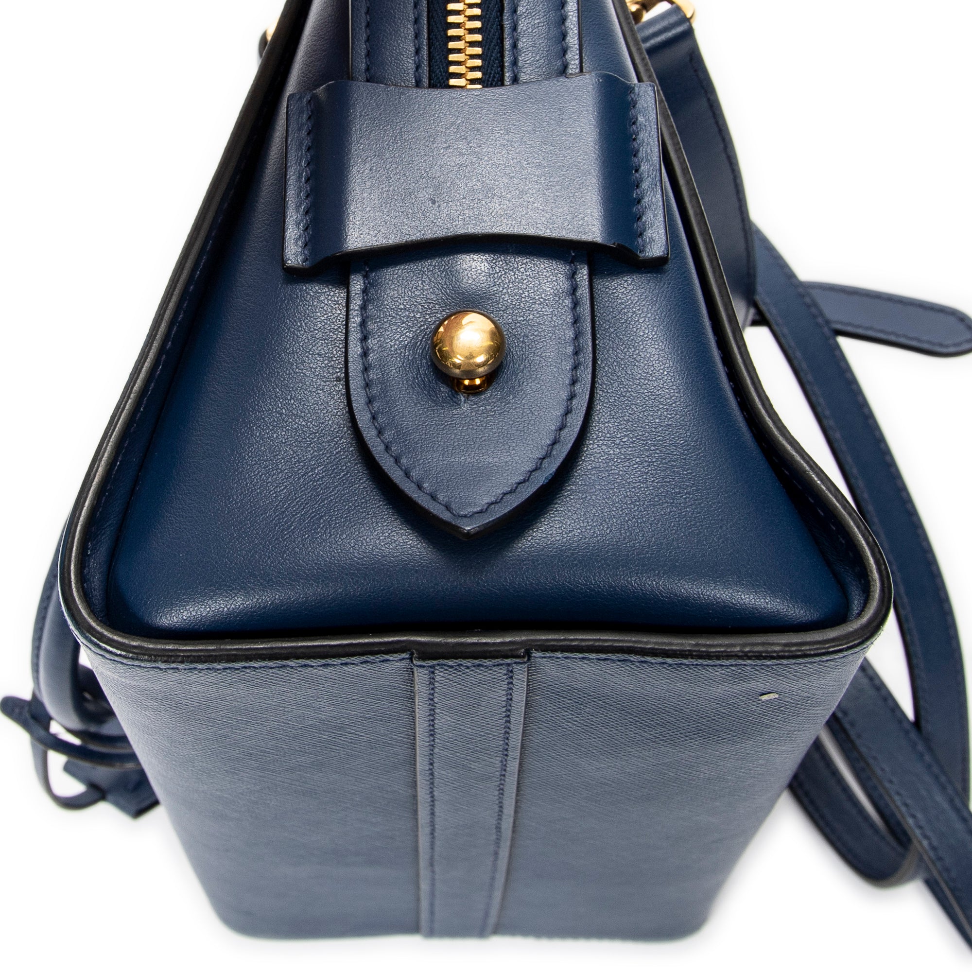 Bolso de Hombro Pequeño Asa Superior Bandolera Piel Saffiano Azul Marino