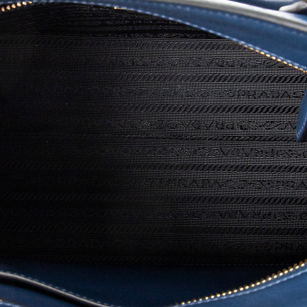 Bolso de Hombro Pequeño Asa Superior Bandolera Piel Saffiano Azul Marino