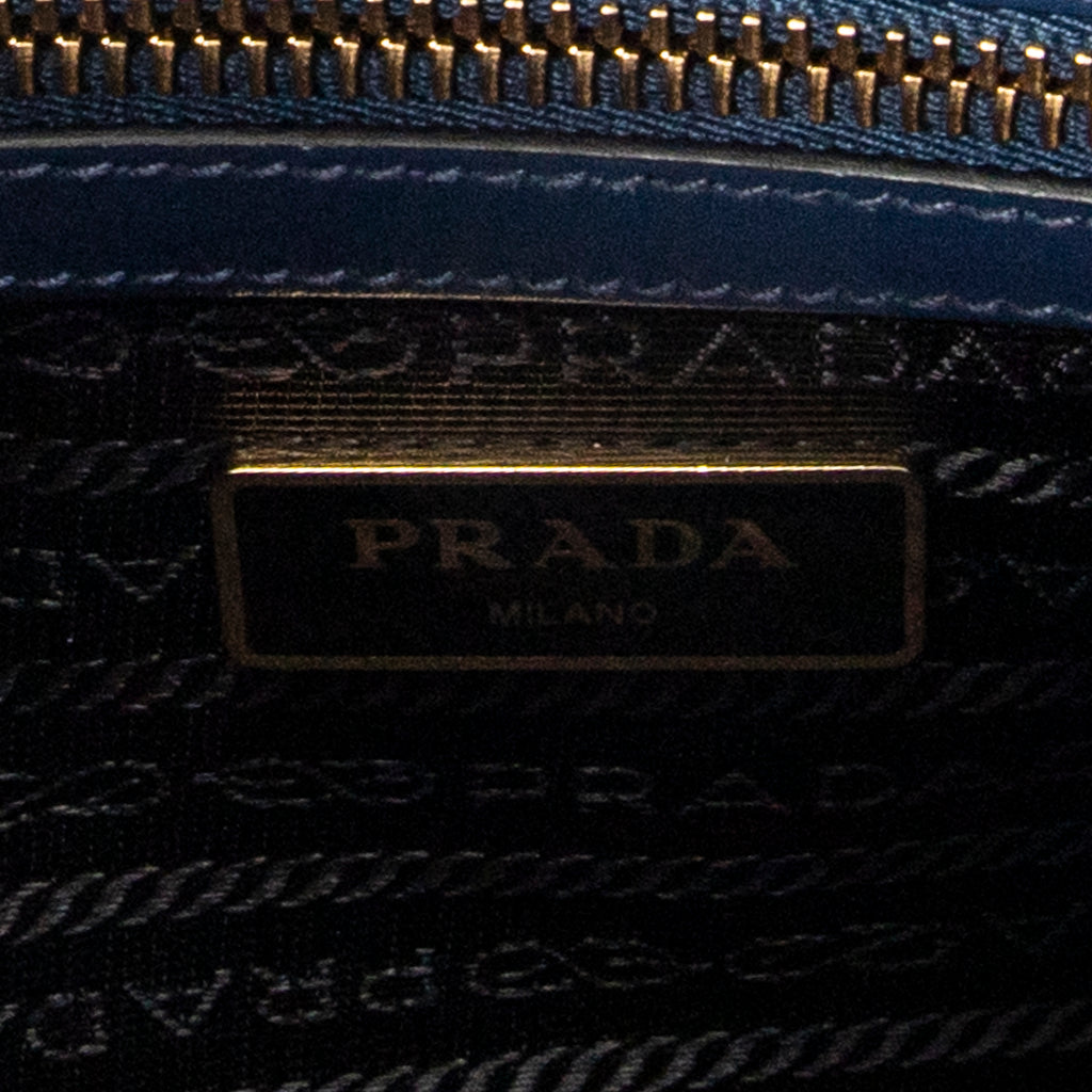 Bolso de Hombro Pequeño Asa Superior Bandolera Piel Saffiano Azul Marino