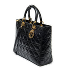 Shoulder Bag Large Lady Dior Zip Black Cannage Lambskin Leather