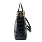 Shoulder Bag Large Lady Dior Zip Black Cannage Lambskin Leather