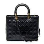 Shoulder Bag Large Lady Dior Zip Black Cannage Lambskin Leather