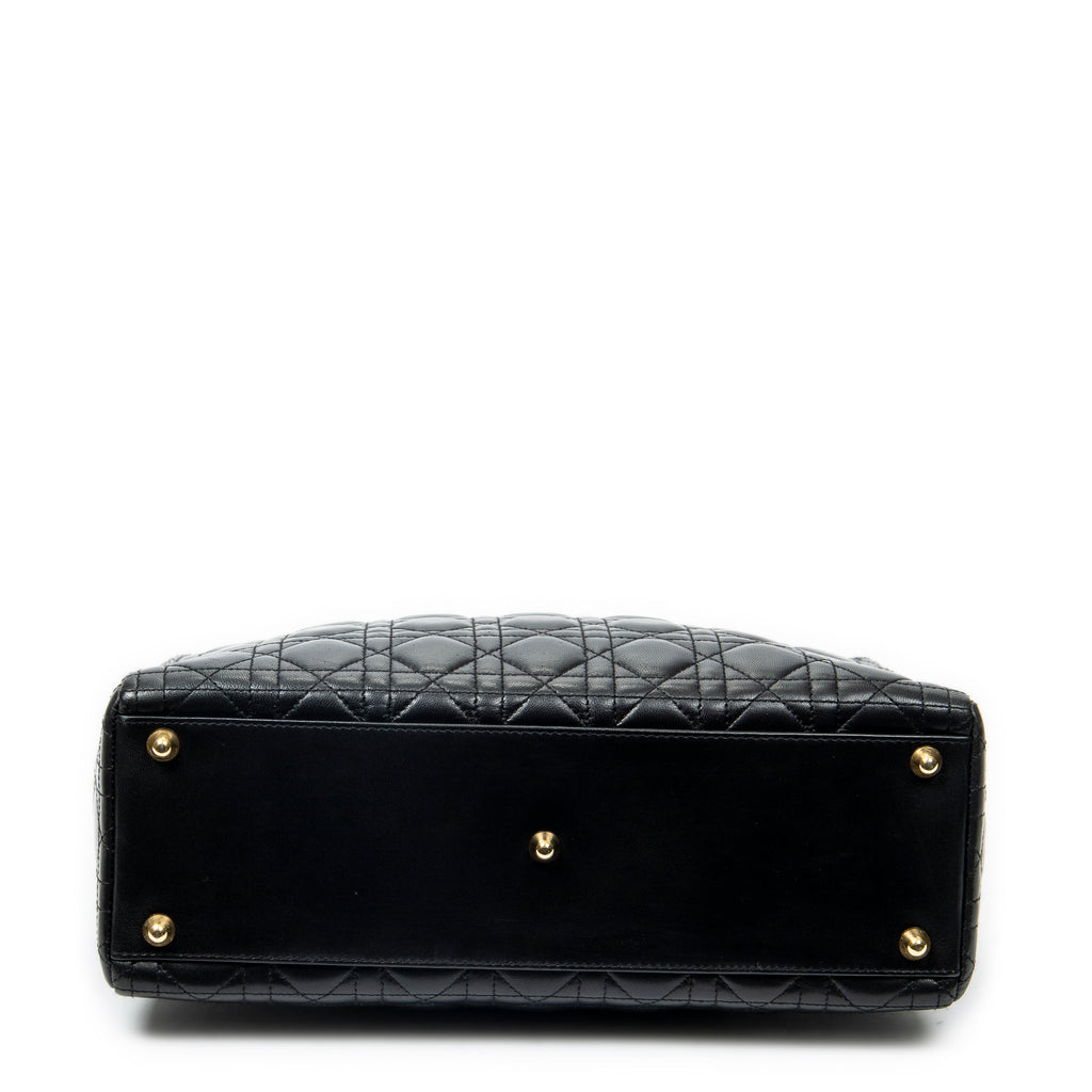 Shoulder Bag Large Lady Dior Zip Black Cannage Lambskin Leather