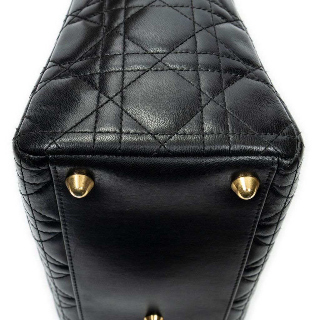 Shoulder Bag Large Lady Dior Zip Black Cannage Lambskin Leather