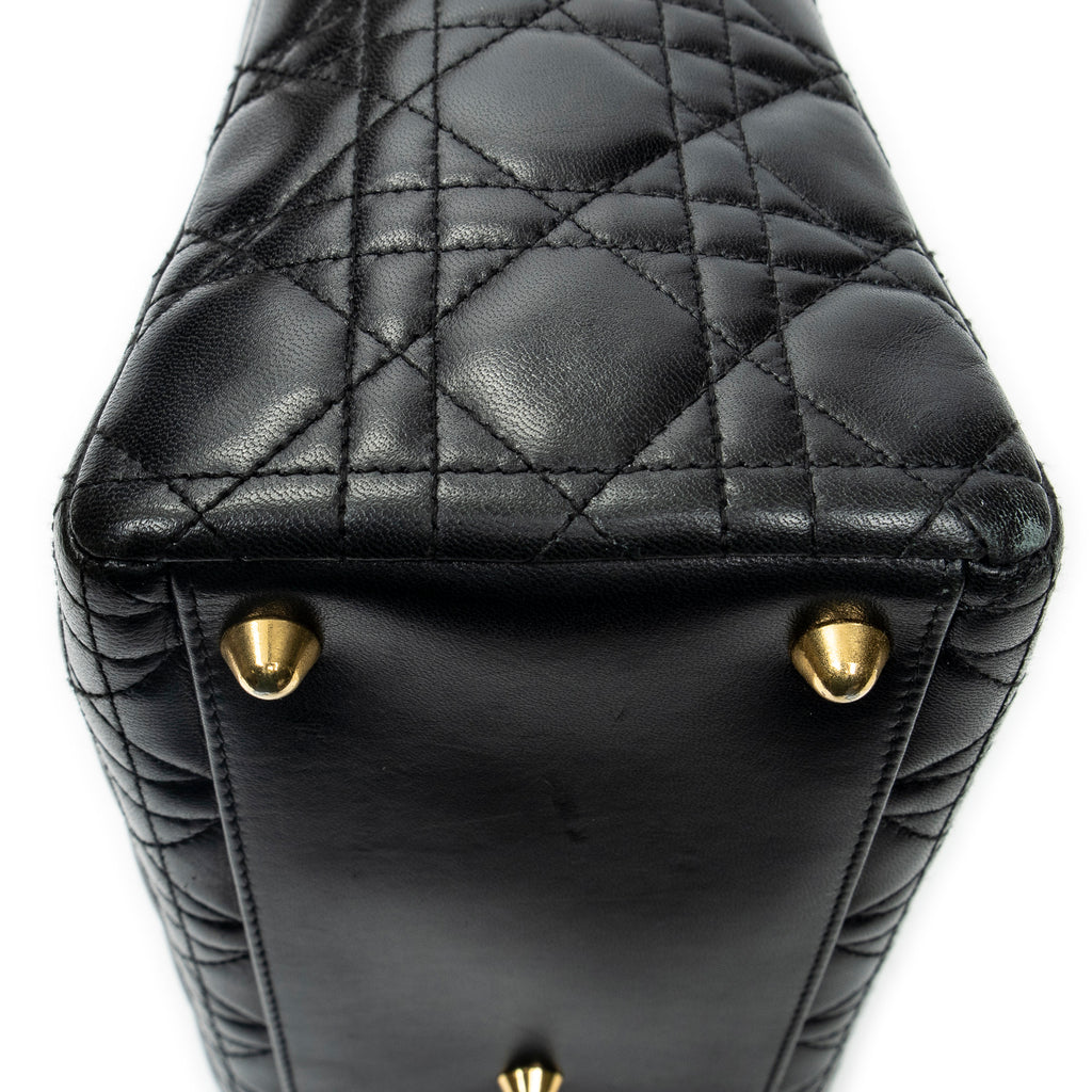 Shoulder Bag Large Lady Dior Zip Black Cannage Lambskin Leather