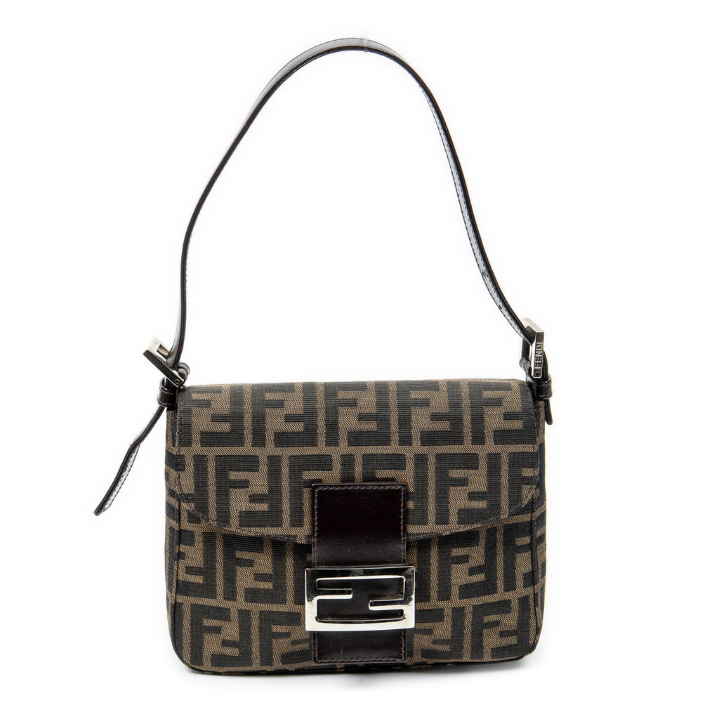 Bolso de Hombro Cuadrado con Solapa en Lona Zucca Color Canela