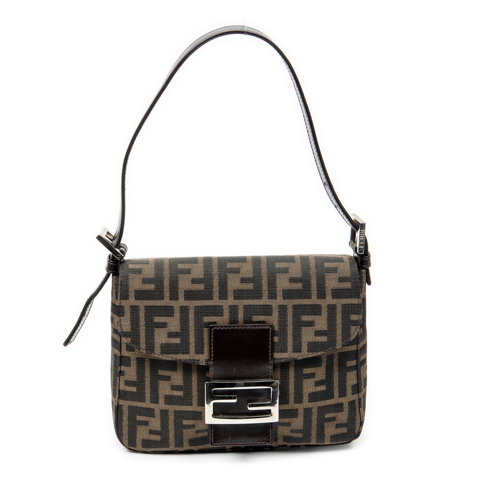 Shoulder Bag Square Flap Tan Zucca Canvas