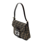 Bolso de Hombro Cuadrado con Solapa en Lona Zucca Color Canela
