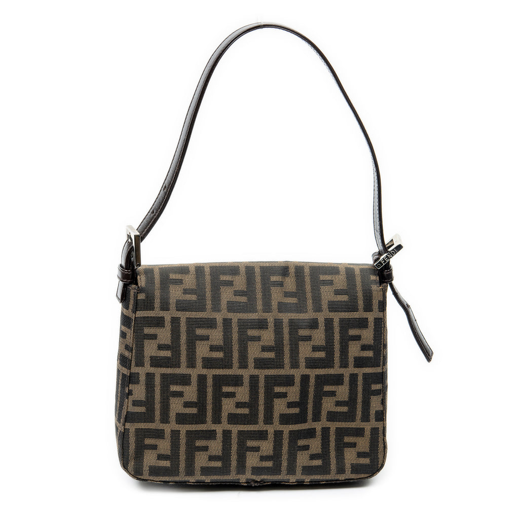 Bolso de Hombro Cuadrado con Solapa en Lona Zucca Color Canela