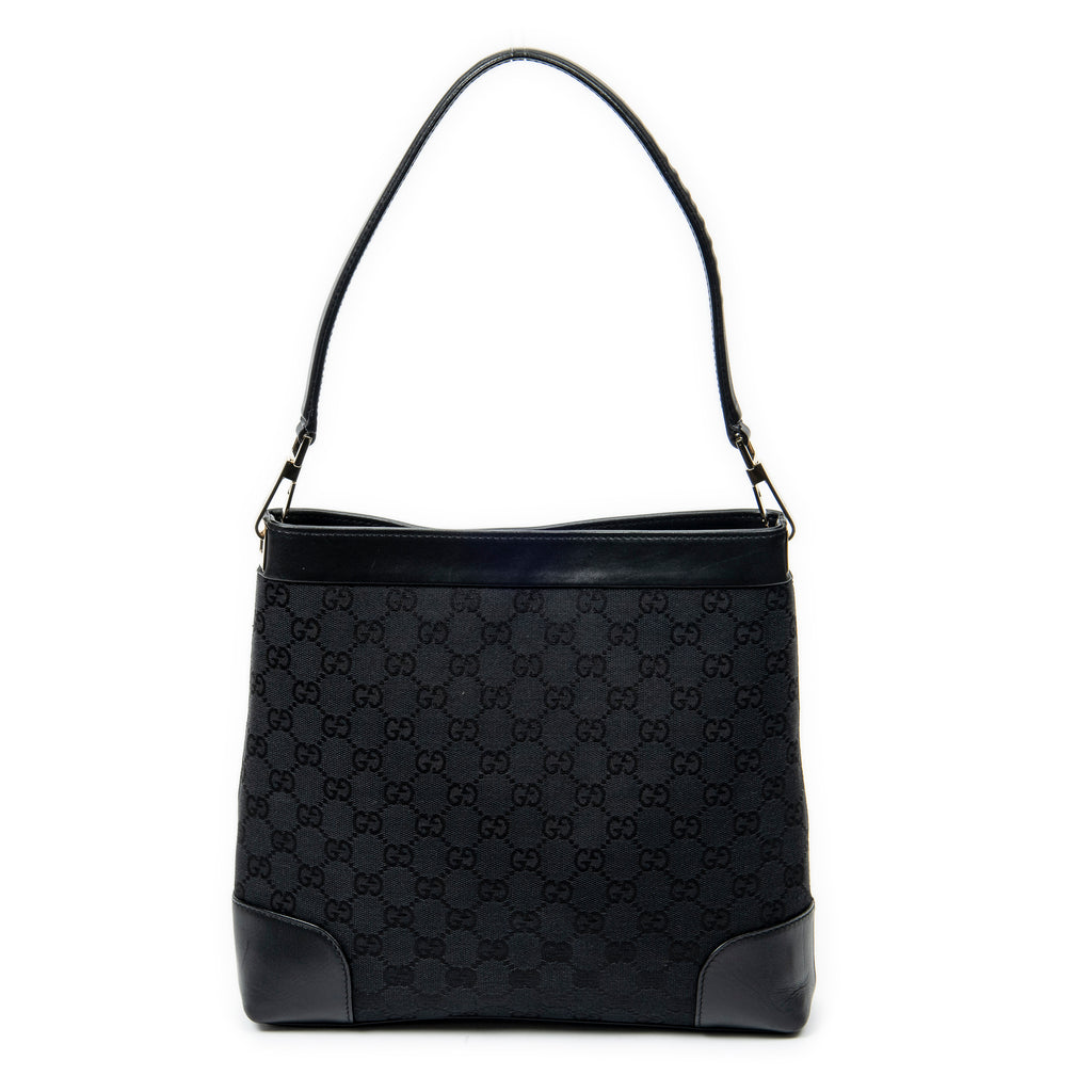 Shoulder Bag Shoulder Hobo Black Monogrammed Canvas