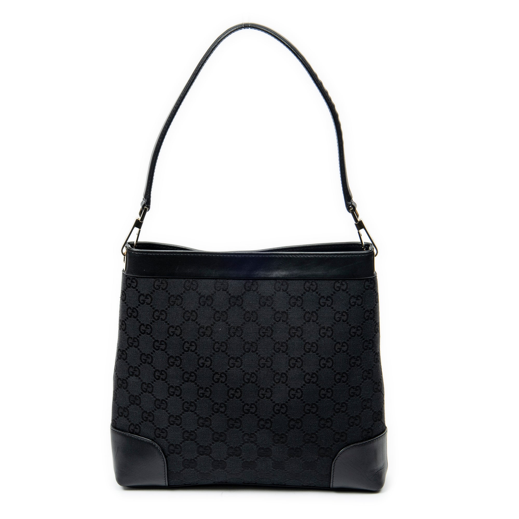 Shoulder Bag Shoulder Hobo Black Monogrammed Canvas