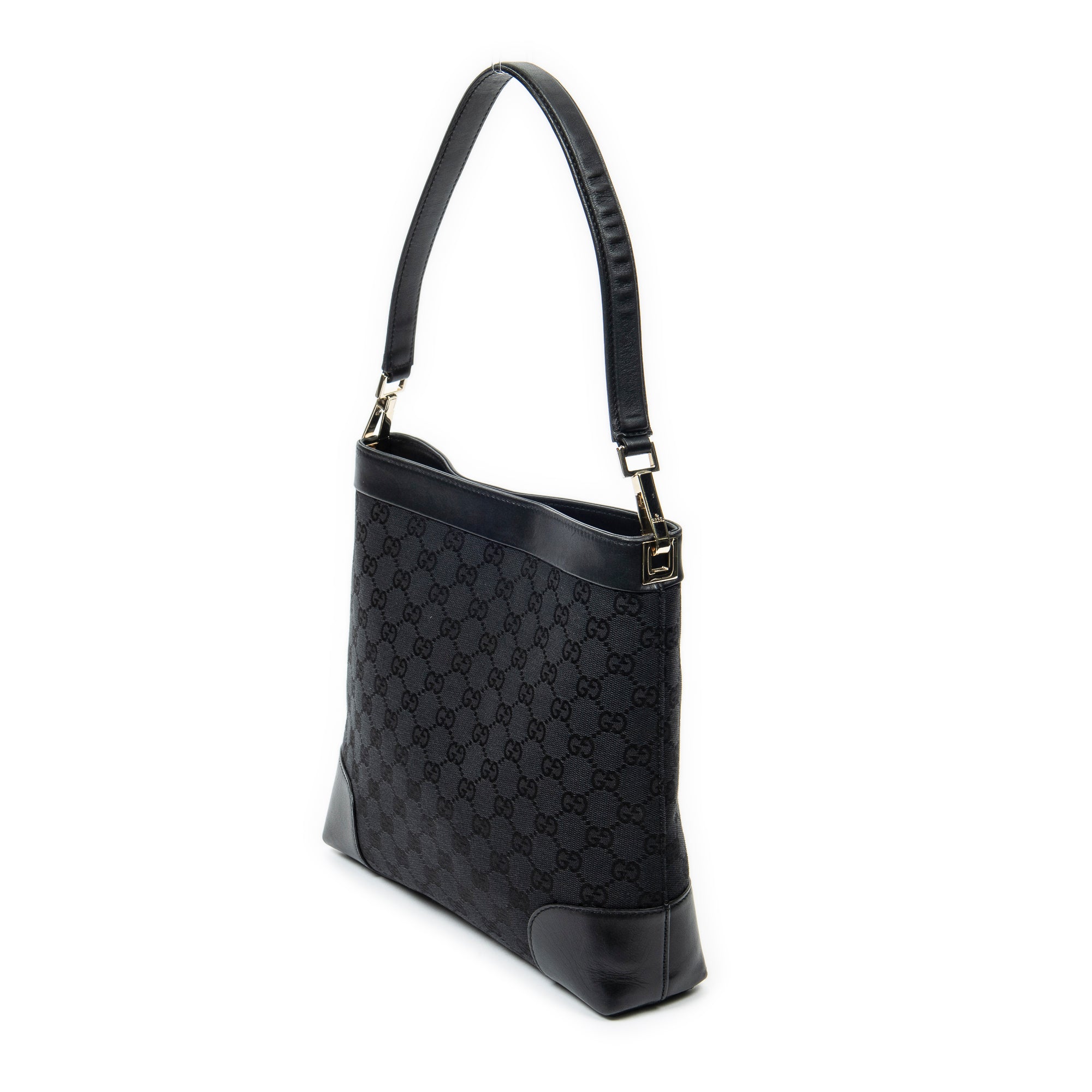 Shoulder Bag Shoulder Hobo Black Monogrammed Canvas