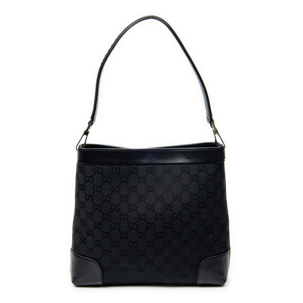 Shoulder Bag Shoulder Hobo Black Monogrammed Canvas