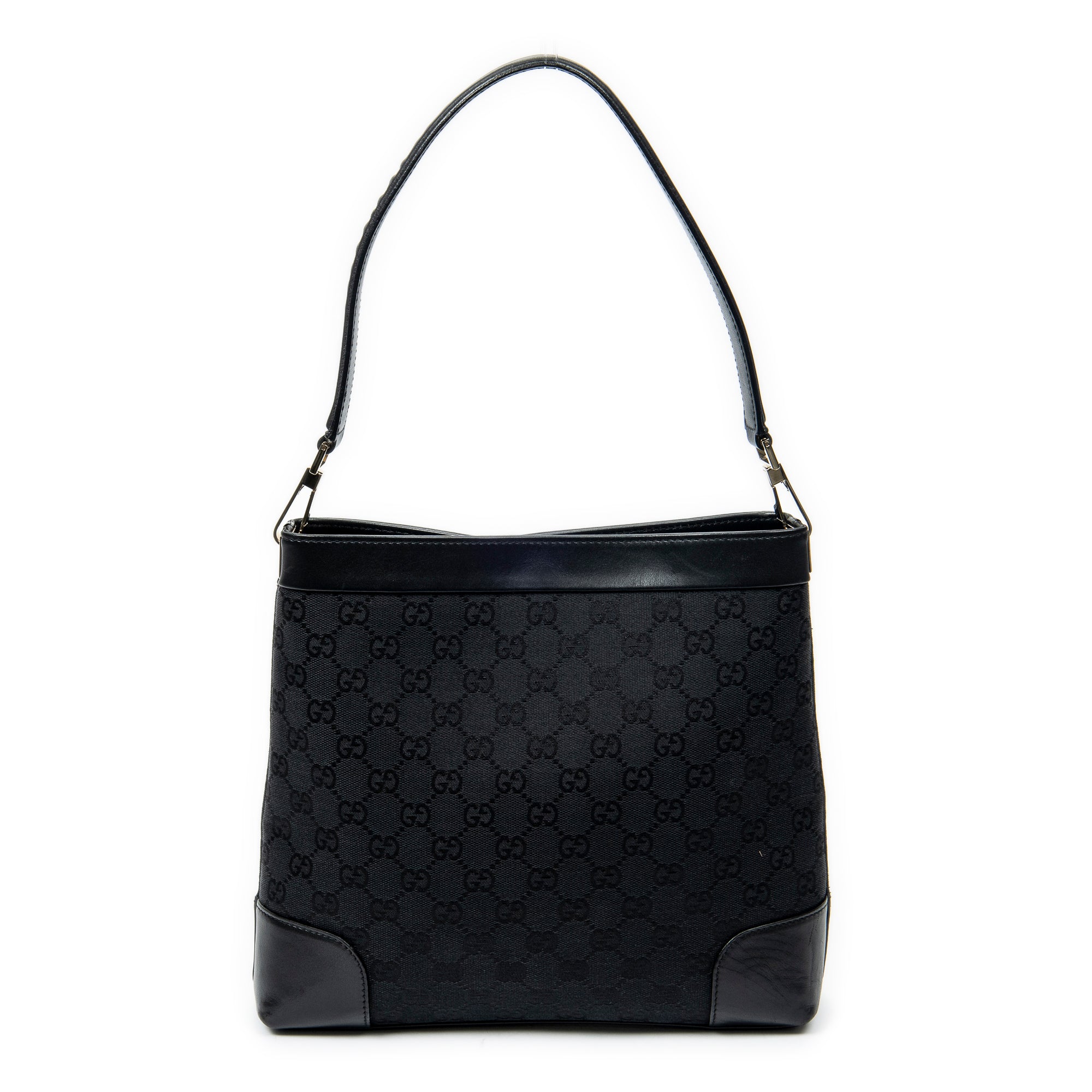 Shoulder Bag Shoulder Hobo Black Monogrammed Canvas