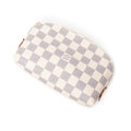Estuche cosmético de lona Damier Azur color marfil