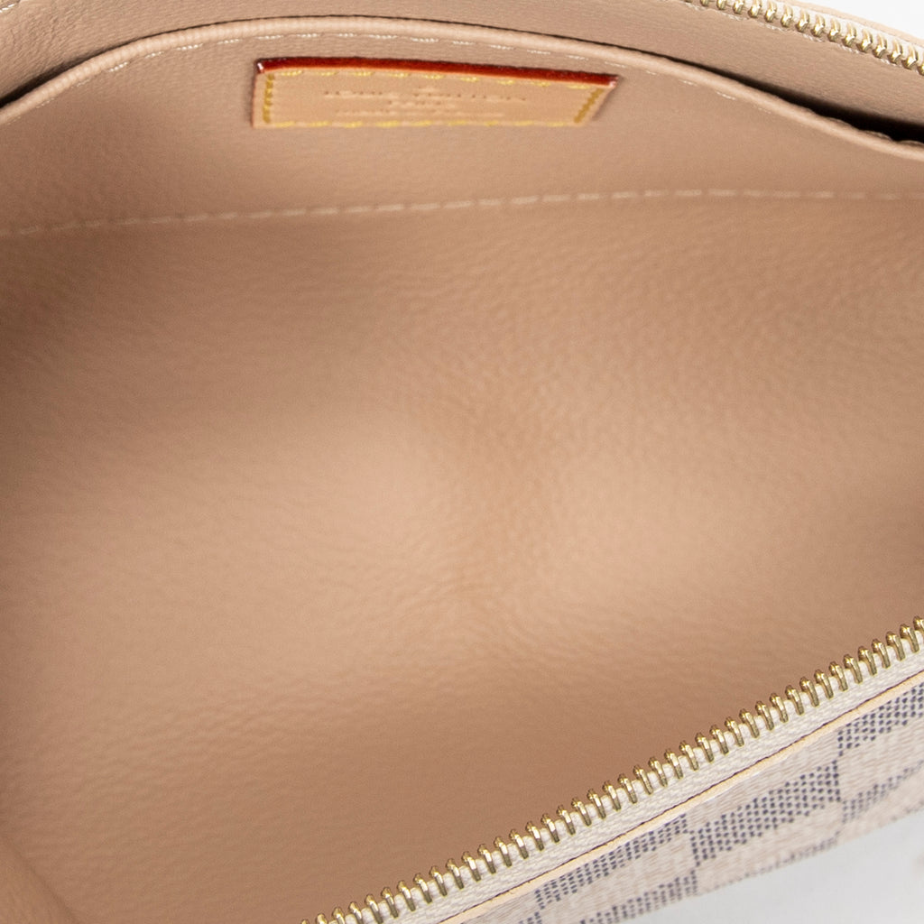 Estuche cosmético de lona Damier Azur color marfil
