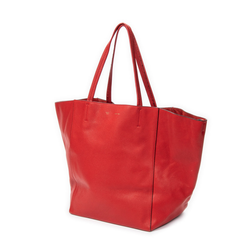 Bolso de Hombro Cabas Phantom Tote Piel de Becerro Granulada Roja
